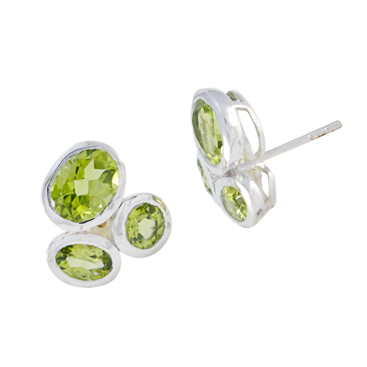Peridot Korean Isabella multiple Stud Green 92.5 Silver Earring - Image 2