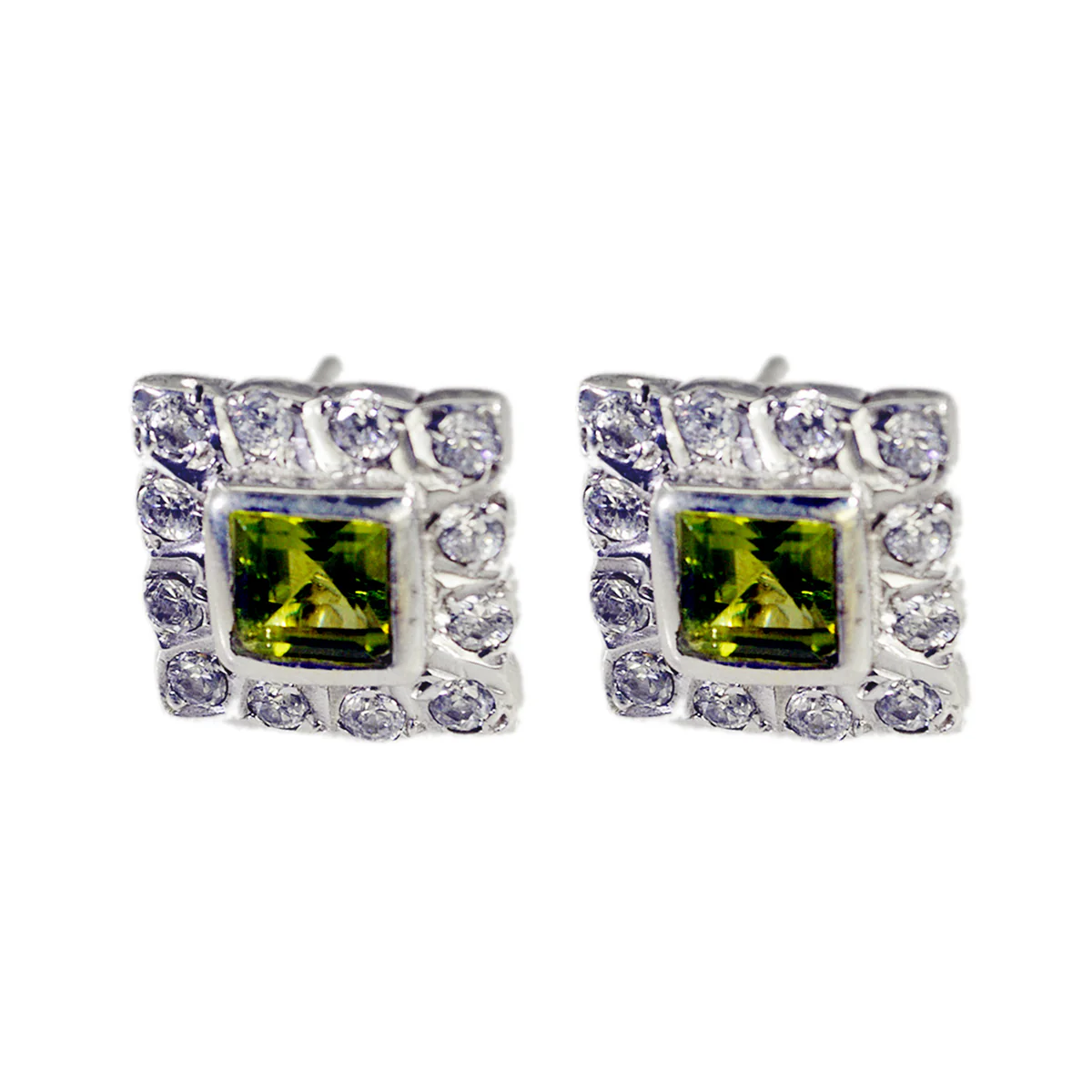 Peridot Korean Laura multiple Stud Green Sterling Silver Earring