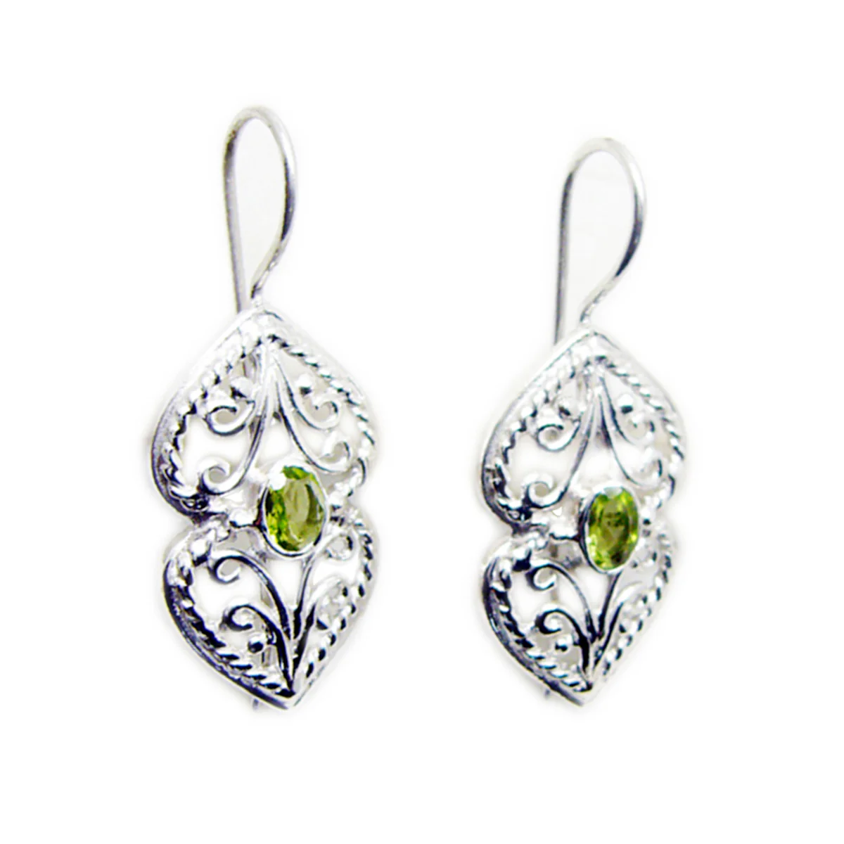 Peridot Latin American Alice Solitaire Dangle Green 92.5 Silver Earring - Image 2