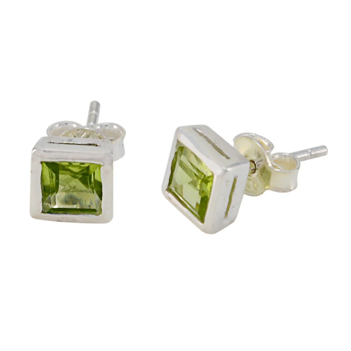 Peridot Mexican Giulia Solitaire Stud Green 92.5 Silver Earring - Image 3