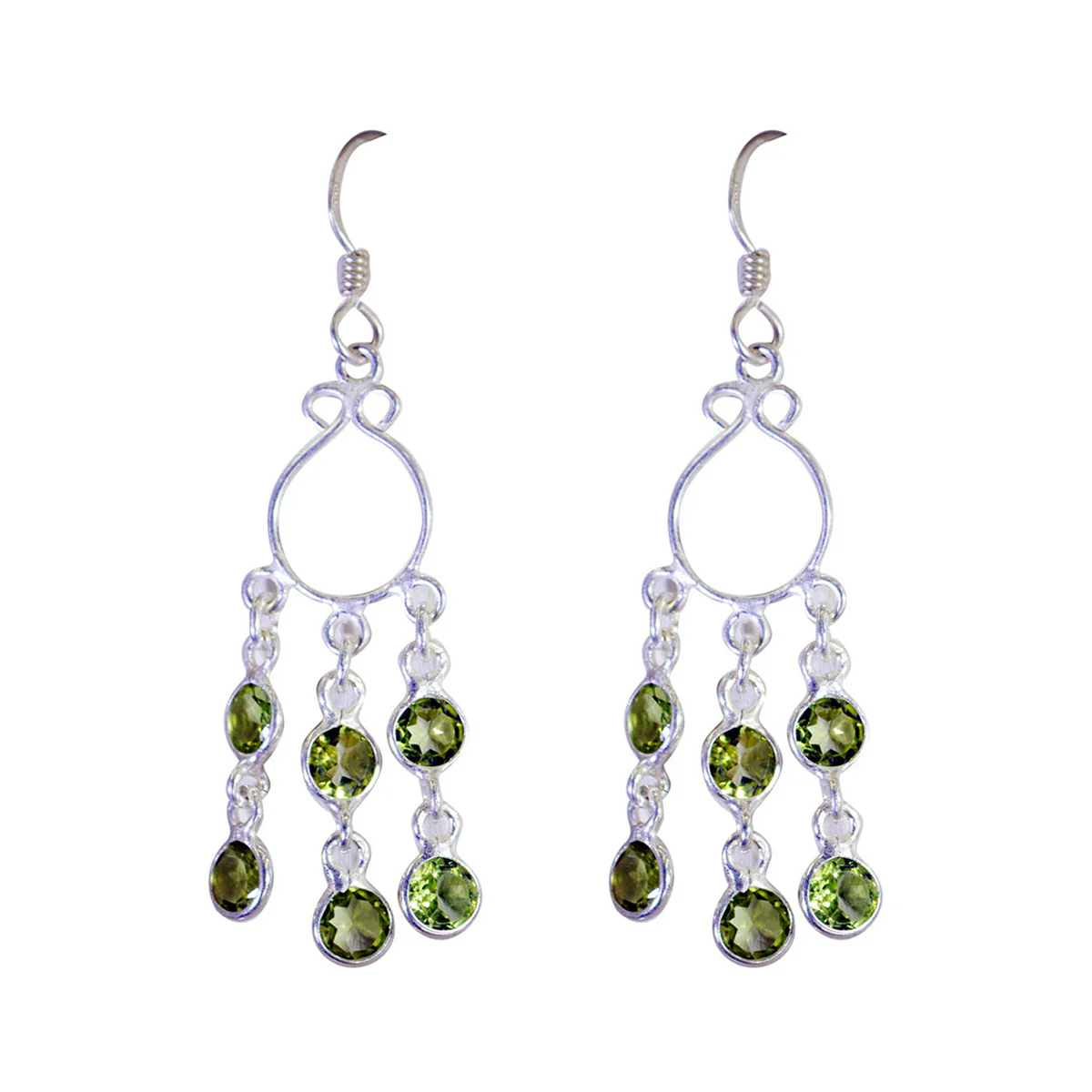 Peridot Mexican Lily multiple Dangle Green 925 Silver Earring