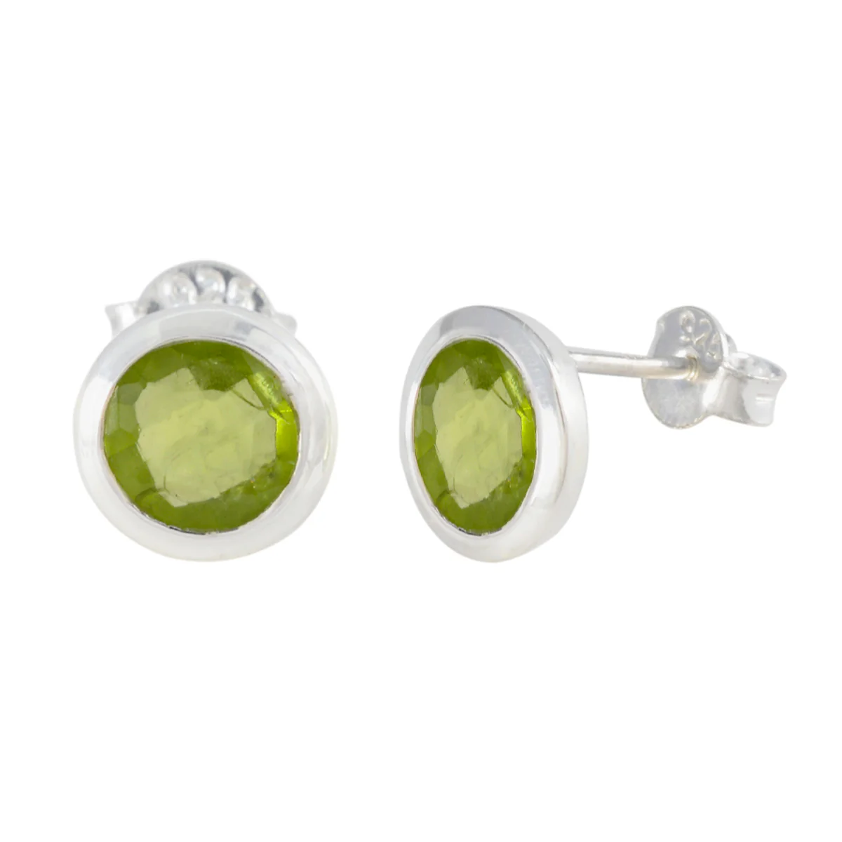 Peridot Mexican Yuki Solitaire Stud Green Silver Earring - Image 2