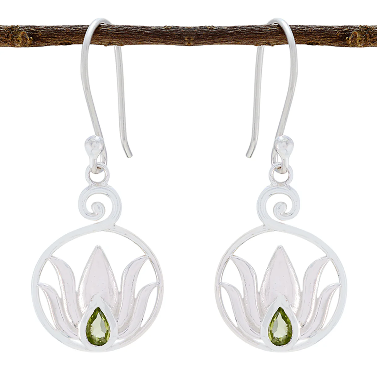 Peridot Middle Eastern Camilla Solitaire Dangle Green Sterling Silver Earring