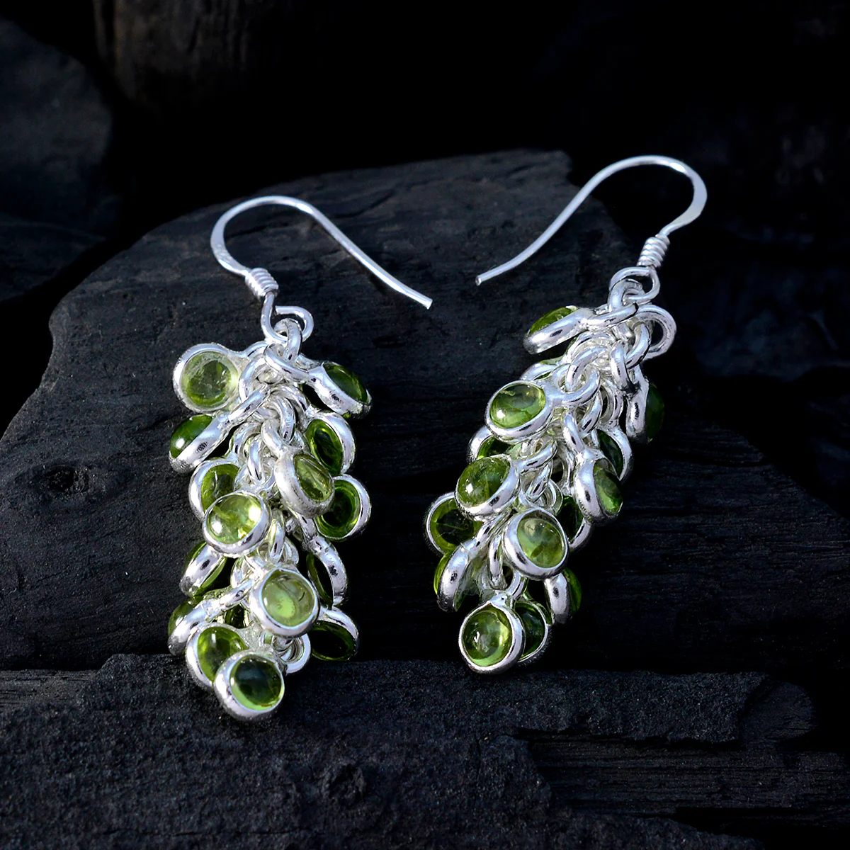Peridot Middle Eastern Florencia multiple Dangle Green 92.5 Silver Earring - Image 4
