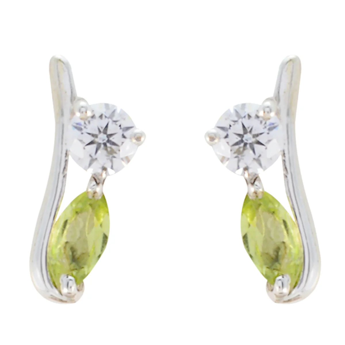 Peridot Middle Eastern Milagros multiple Stud Green 925 Sterling Silver Earring