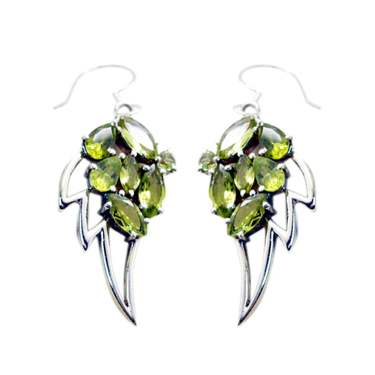 Peridot Moroccan Lili multiple Dangle Green 92.5 Silver Earring
