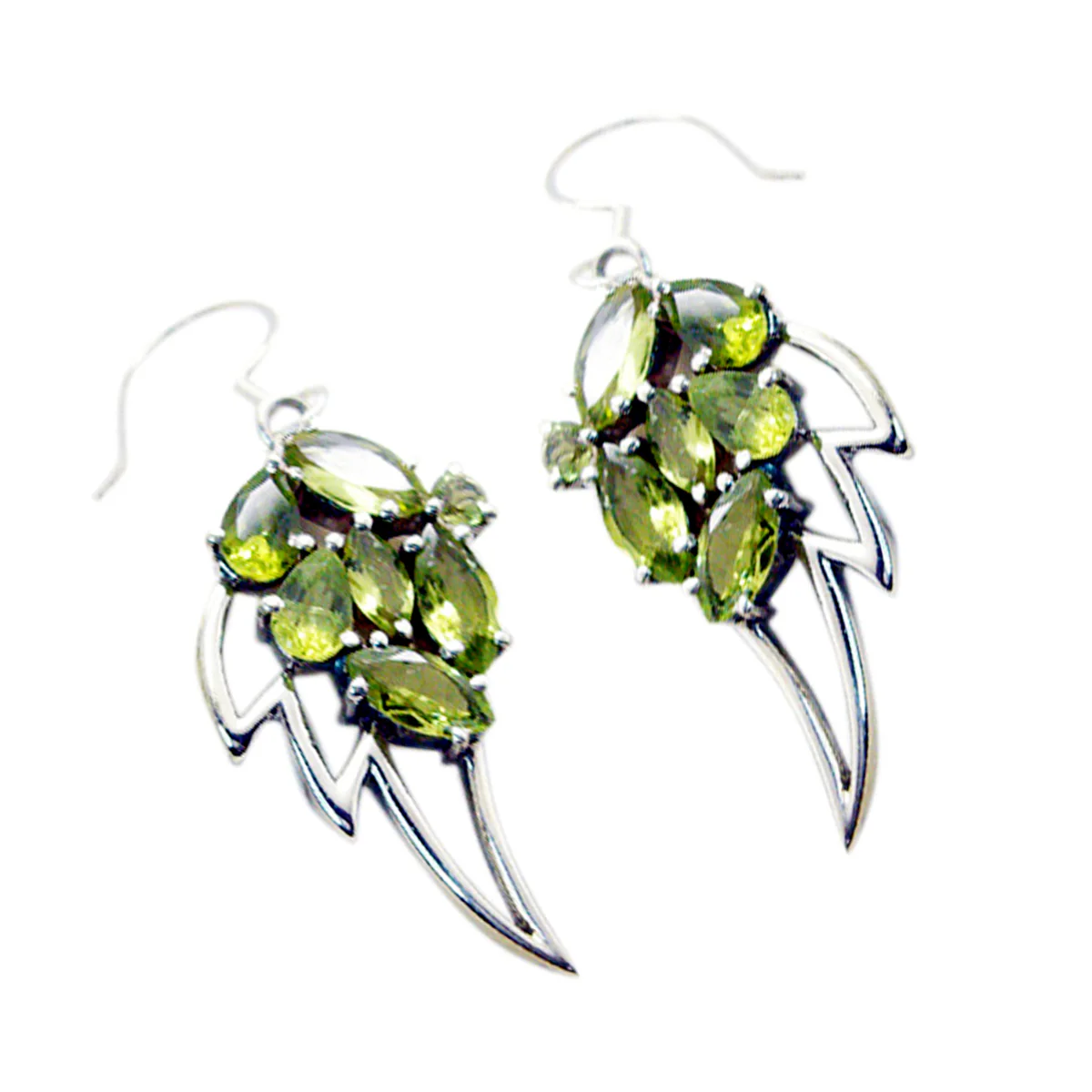 Peridot Moroccan Lili multiple Dangle Green 92.5 Silver Earring - Image 2