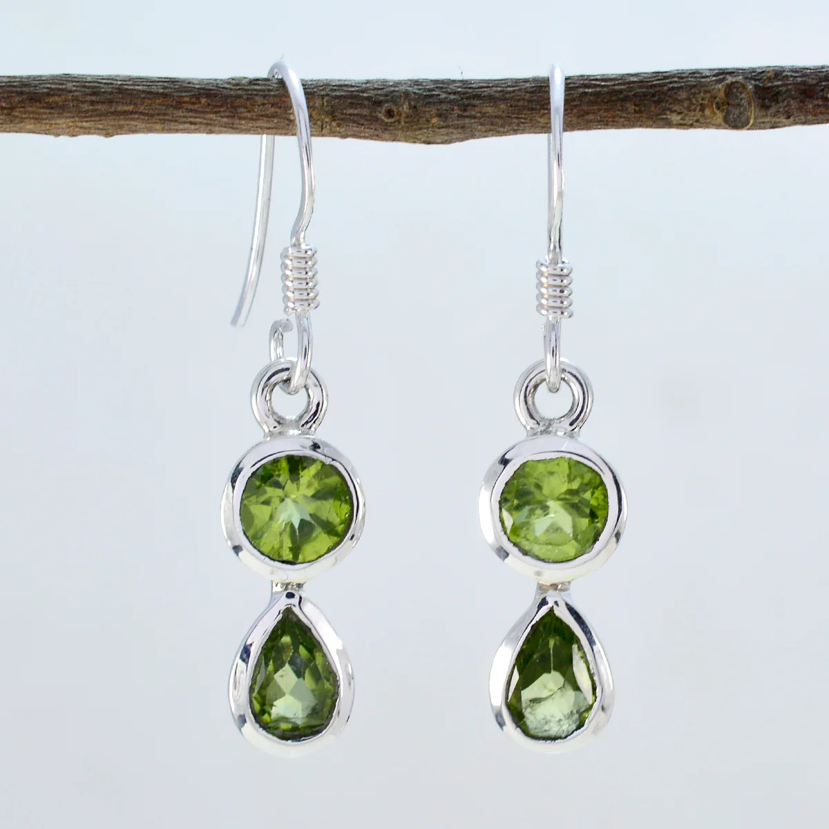Peridot Moroccan Rosa multiple Dangle Green 925 Silver Earring - Image 2