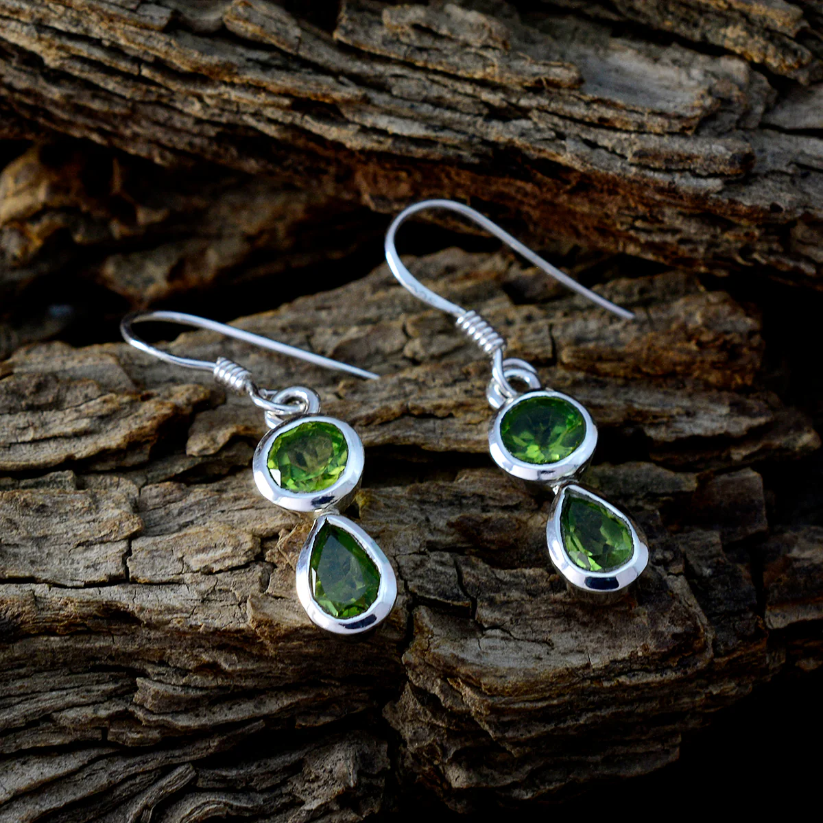 Peridot Moroccan Rosa multiple Dangle Green 925 Silver Earring - Image 3