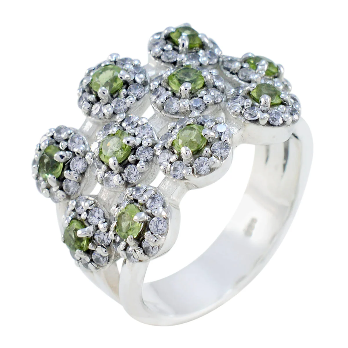 Peridot multiple German 925 Silver Green Gemstone Essential  Contemporary Ring Jewellery - Image 2