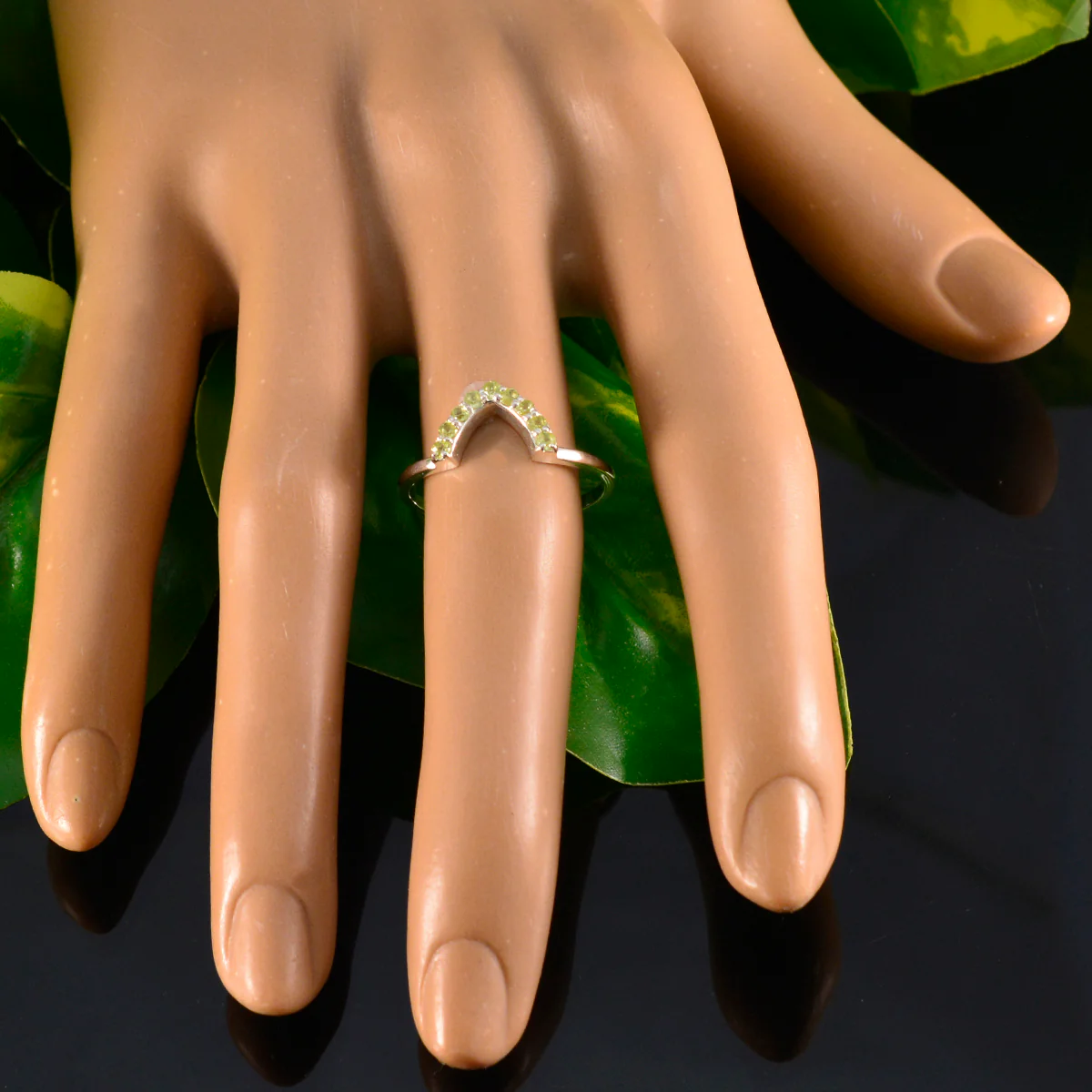 Peridot multiple Korean Sterling Silver Green Gemstone Elegant crown Ring Jewellery - Image 6