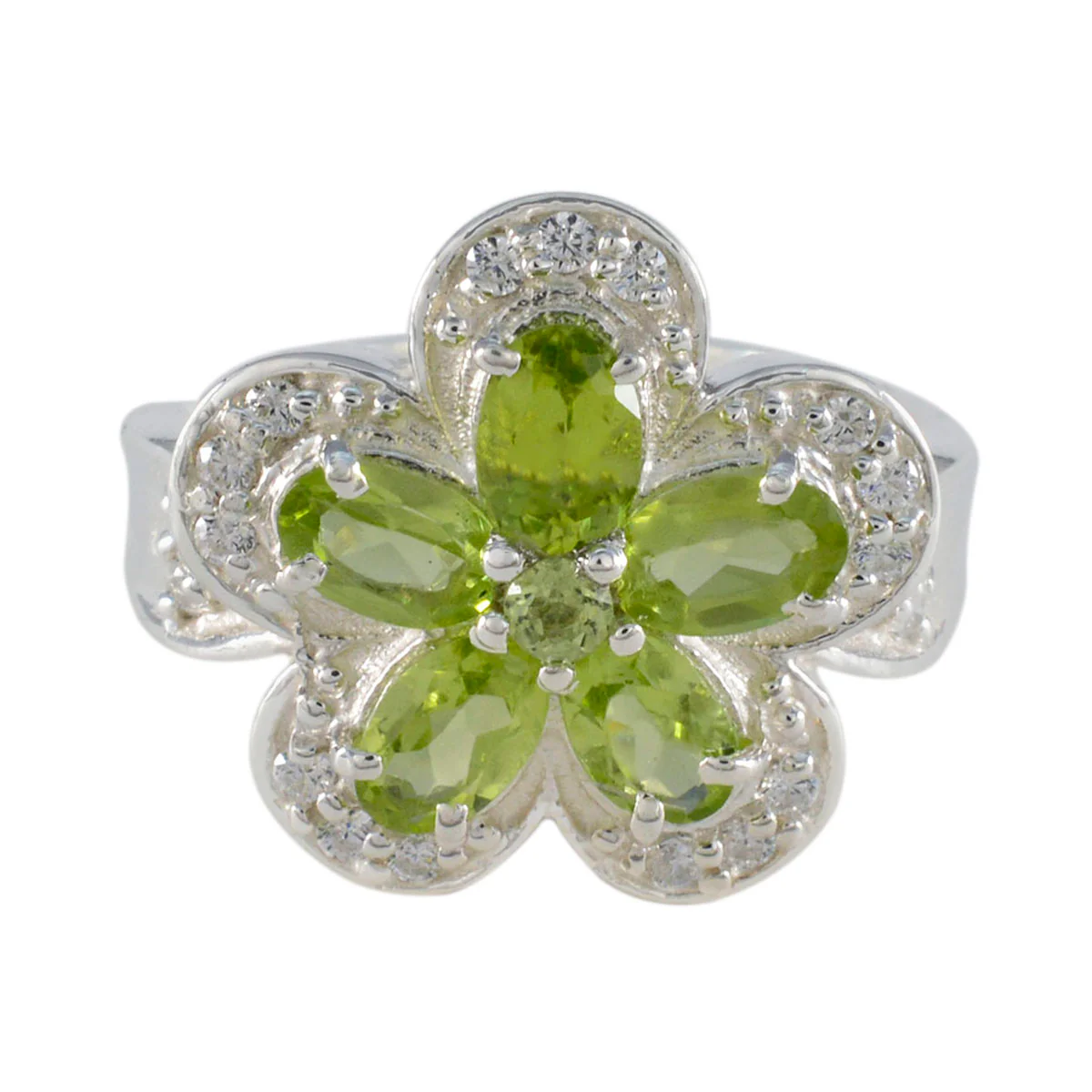 Peridot multiple Russian Silver Green Gemstone Versatile Abstract Ring Jewelry