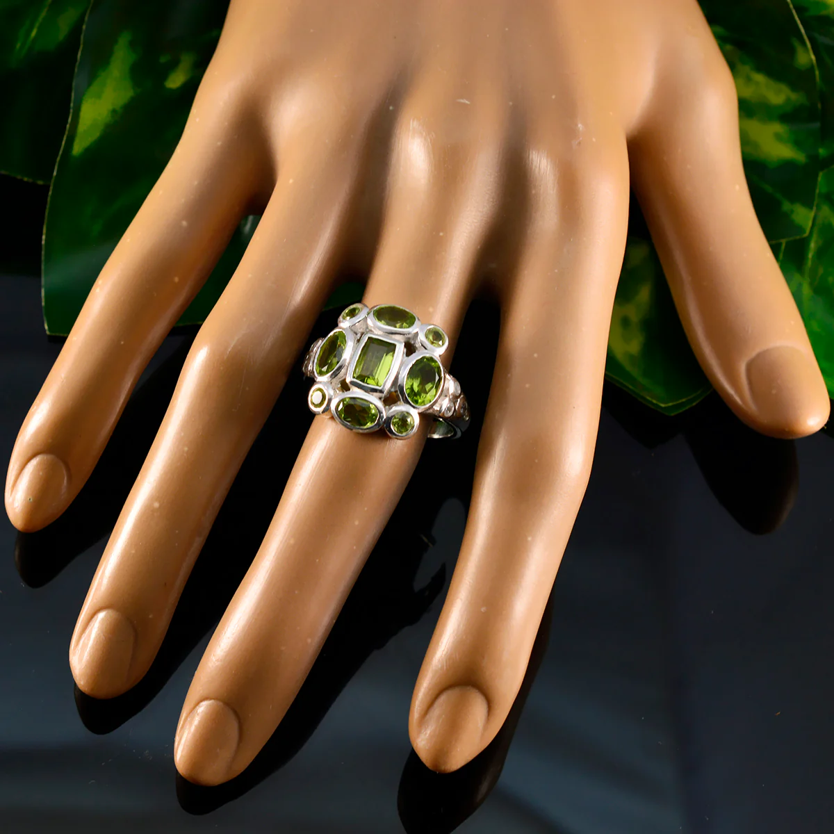 Peridot Navratna African 925 Silver Green Gems Classic Signet Ring Jewellery - Image 5