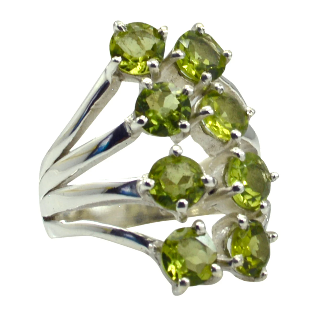 Peridot octa French 925 Silver Green Gemstones Eye-catching Contemporary Ring Jewellery