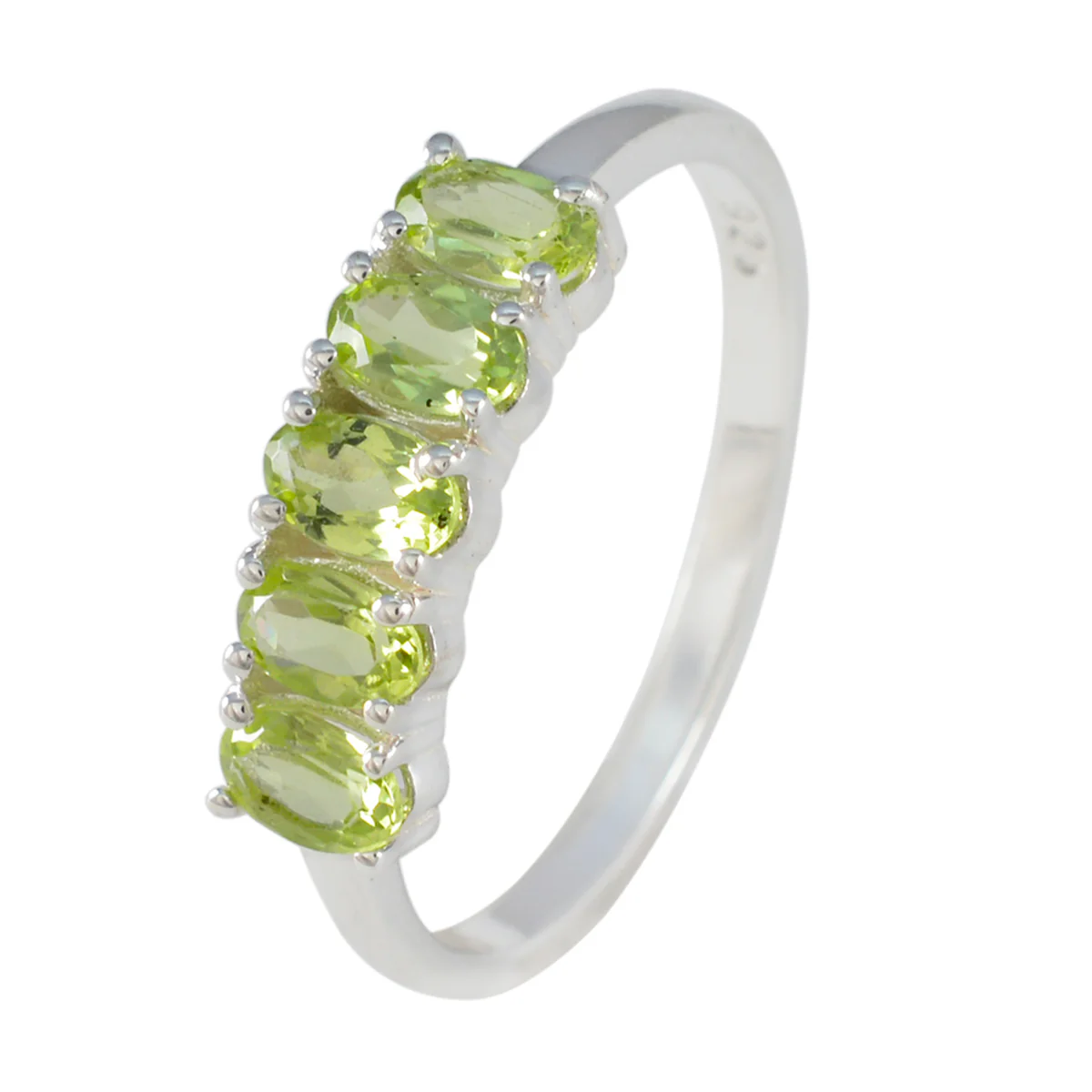 Peridot Penta American 92.5 Silver Green Gemstones Delicate Contemporary Ring Jewellery - Image 2