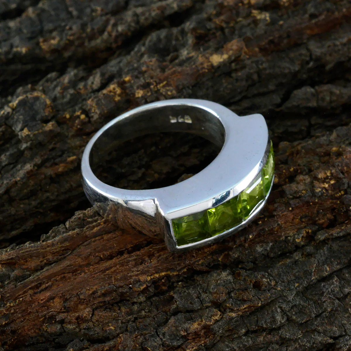 Peridot Penta Egyptian 92.5 Silver Green Gems Essential Contemporary Ring Jewelry - Image 4
