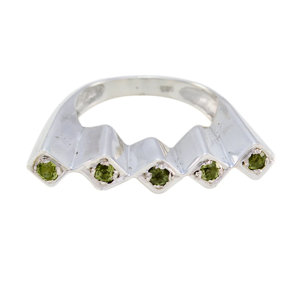 Peridot Penta Indian 925 Silver Green Gems Mid-weight Artisan Ring Jewelry - Image 2