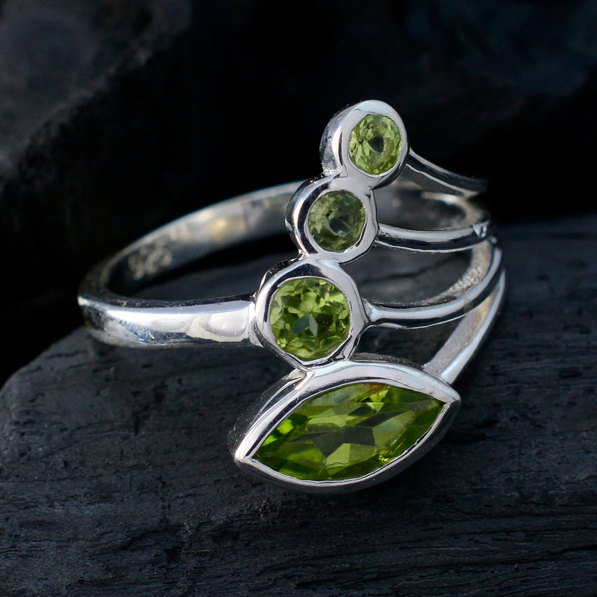 Peridot quarter Egyptian 92.5 Silver Green Gemstones Slim Fairytale Ring Jewelry - Image 4