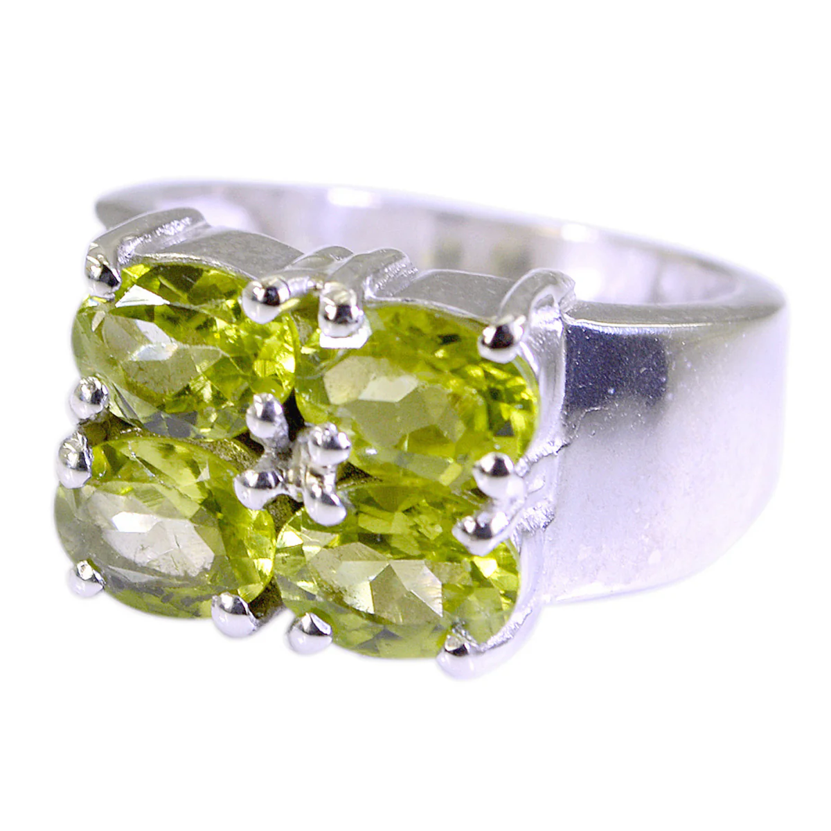 Peridot quarter French 925 Silver Green Gemstones Versatile Abstract Ring Jewelry - Image 2