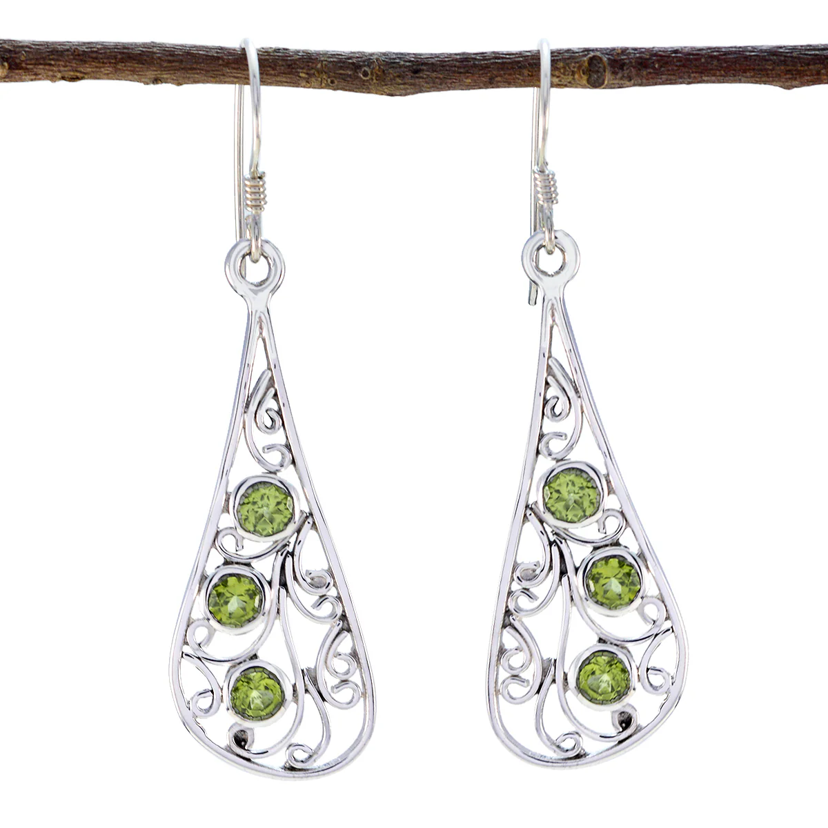 Peridot Russian Leah multiple Dangle Green Silver Earring