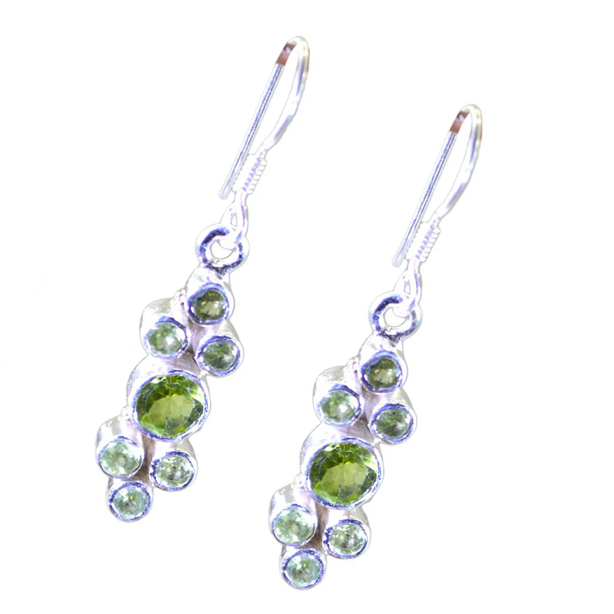 Peridot Russian Renata multiple Dangle Green 925 Silver Earring - Image 2