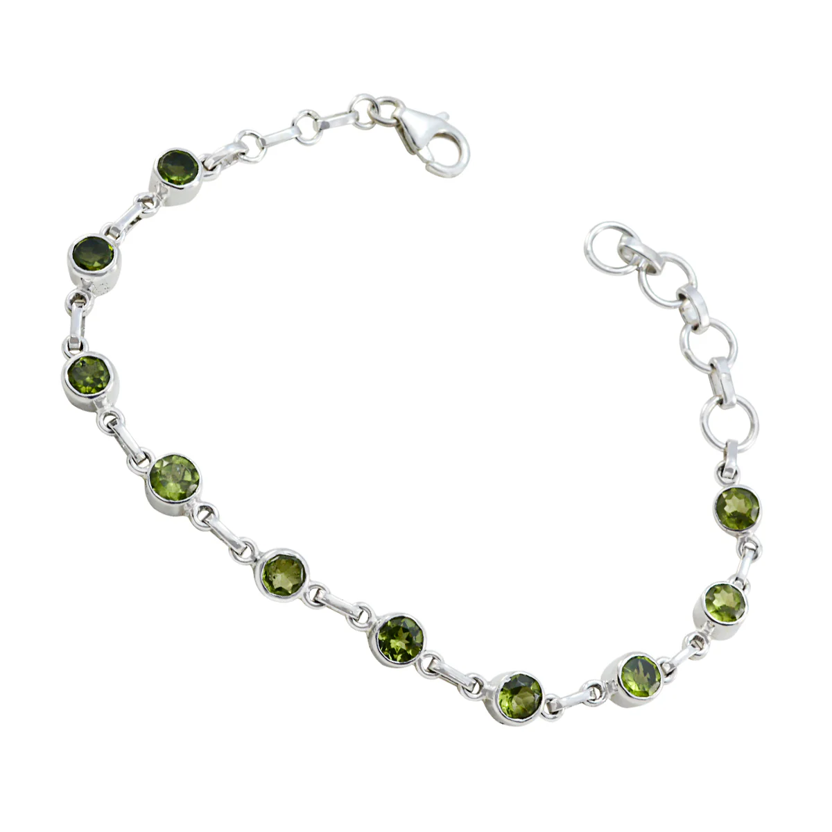Peridot Shortest Day of the Year Elegant Green 925 Silver Links Bracelet - Image 2