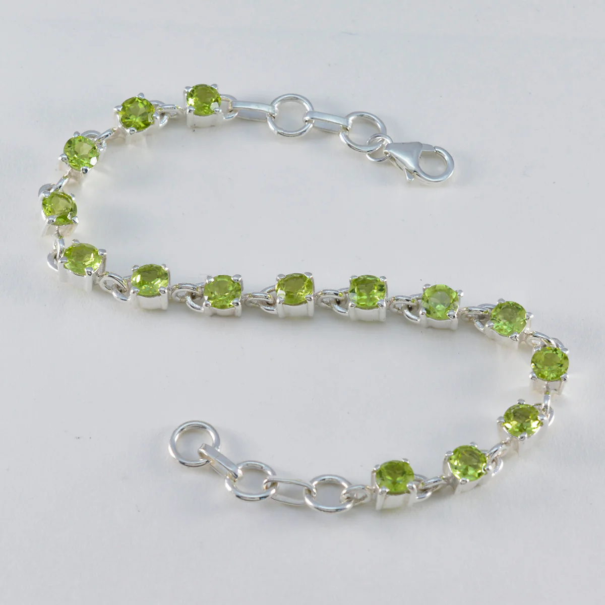 Peridot Siblings Day Featherlight Green 925 Silver Links Bracelet - Image 3