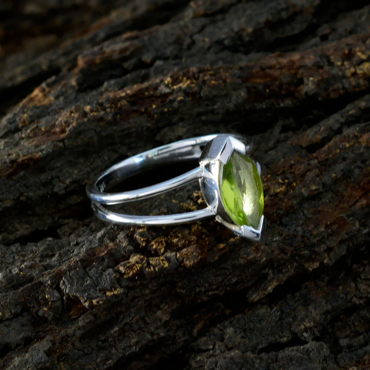 Peridot Solitaire American 92.5 Silver Green Gemstones Whisper-thin Trendy Ring Jewelry - Image 3