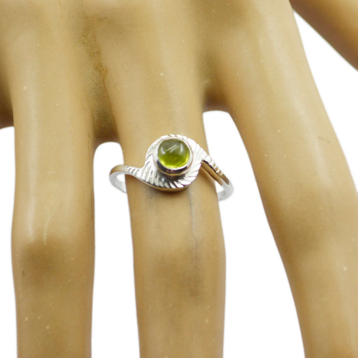 Peridot Solitaire American 925 Silver Green Gems Dainty Fairytale Ring Jewelry - Image 2