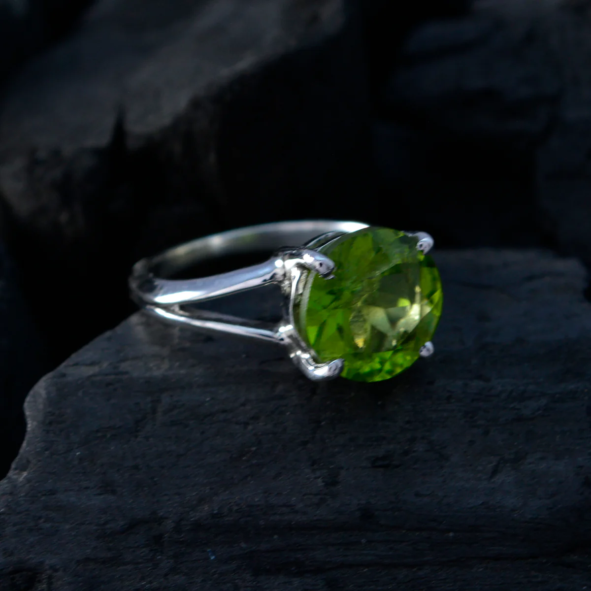 Peridot Solitaire American Silver Green Gems Whisper-thin Fairytale Ring Jewelry - Image 4