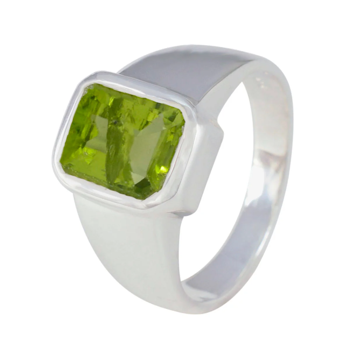 Peridot Solitaire Egyptian 92.5 Silver Green Gems Eye-catching Trendy Ring Jewellery - Image 2