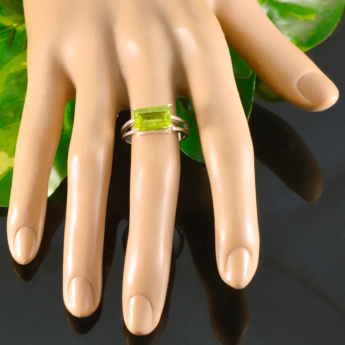 Peridot Solitaire Egyptian 92.5 Silver Green Gemstones Minimal Trendy Ring Jewelry - Image 5