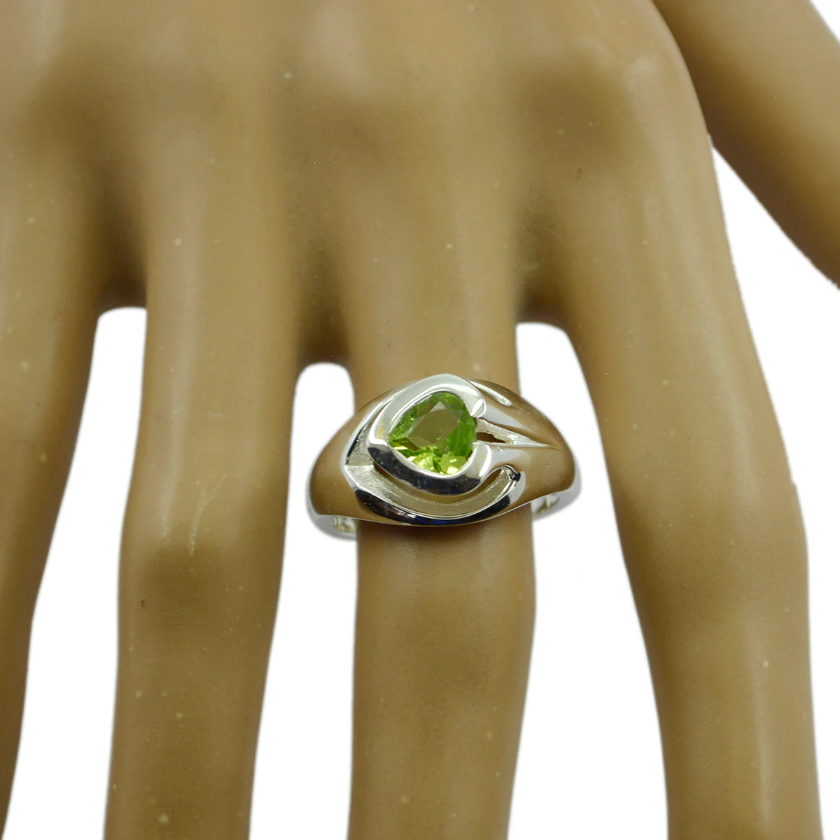 Peridot Solitaire Egyptian 925 Sterling Silver Green Gemstone Eye-catching Feminine Ring Jewelry - Image 2