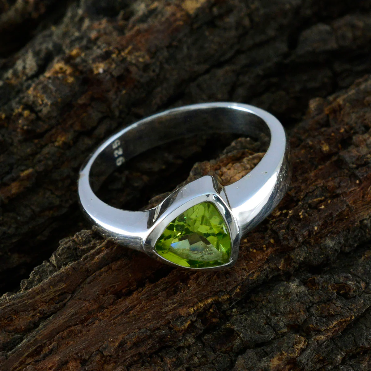 Peridot Solitaire Egyptian 925 Sterling Silver Green Gemstone Tiny Geometric Ring Jewelry - Image 3