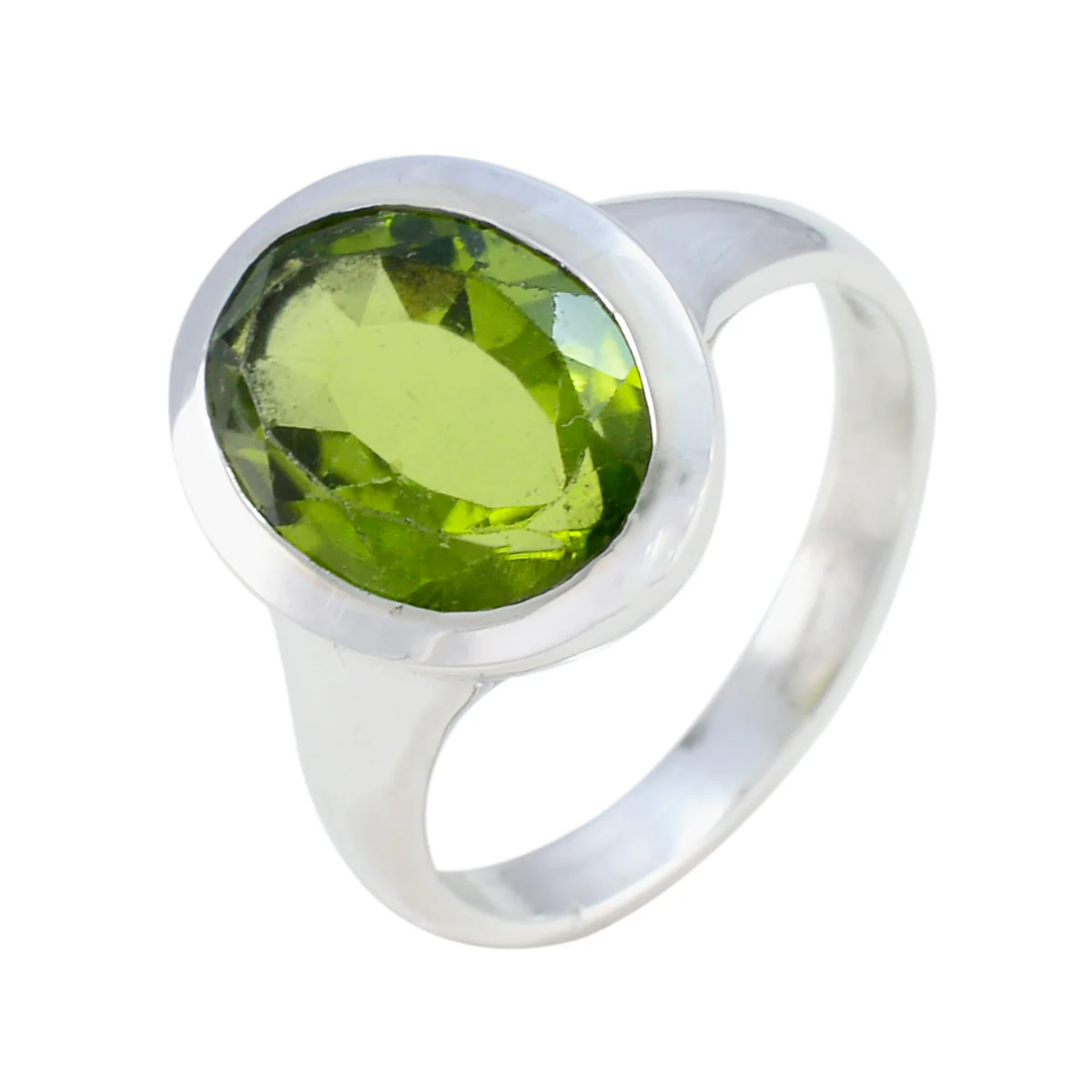 Peridot Solitaire French 925 Sterling Silver Green Gems Minimal Abstract Ring Jewelry - Image 2