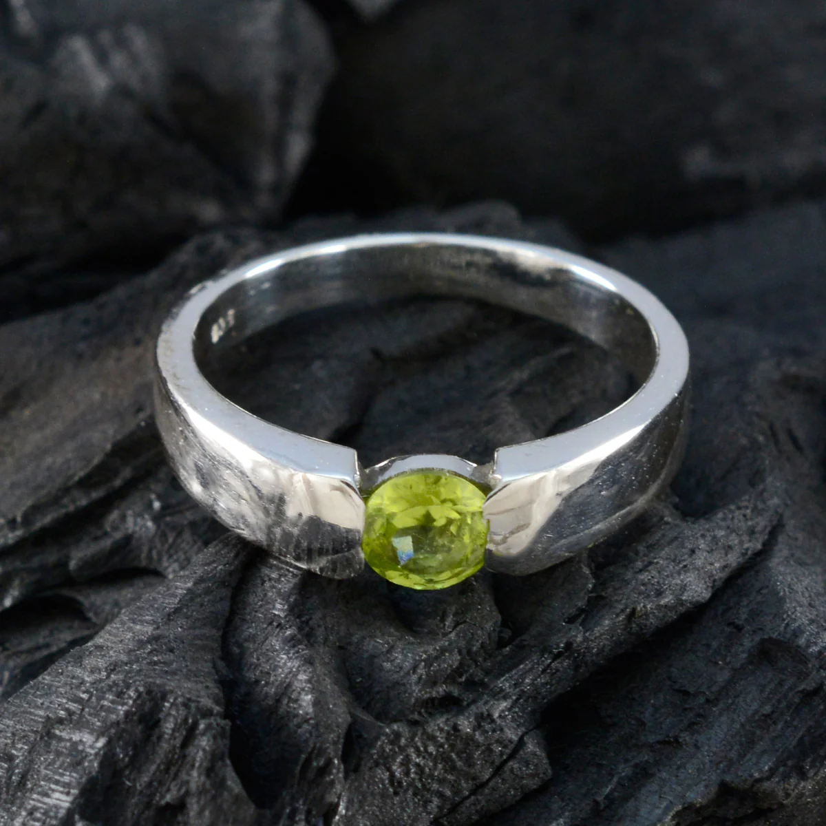 Peridot Solitaire Indian 925 Silver Green Gemstone Slim Abstract Ring Jewellery - Image 4