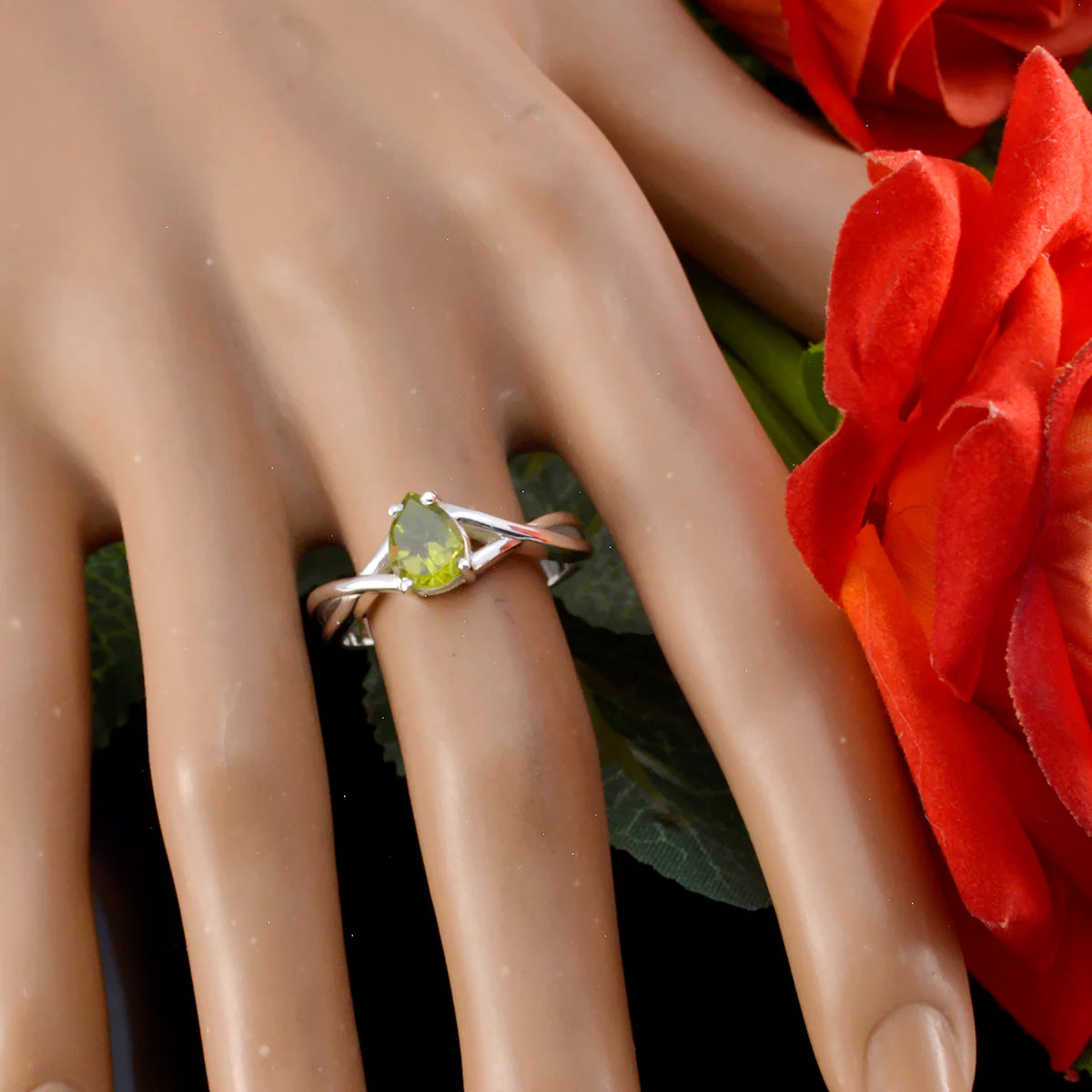Peridot Solitaire Japanese 925 Sterling Silver Green Gemstone Whisper-thin Feminine Ring Jewelry - Image 2