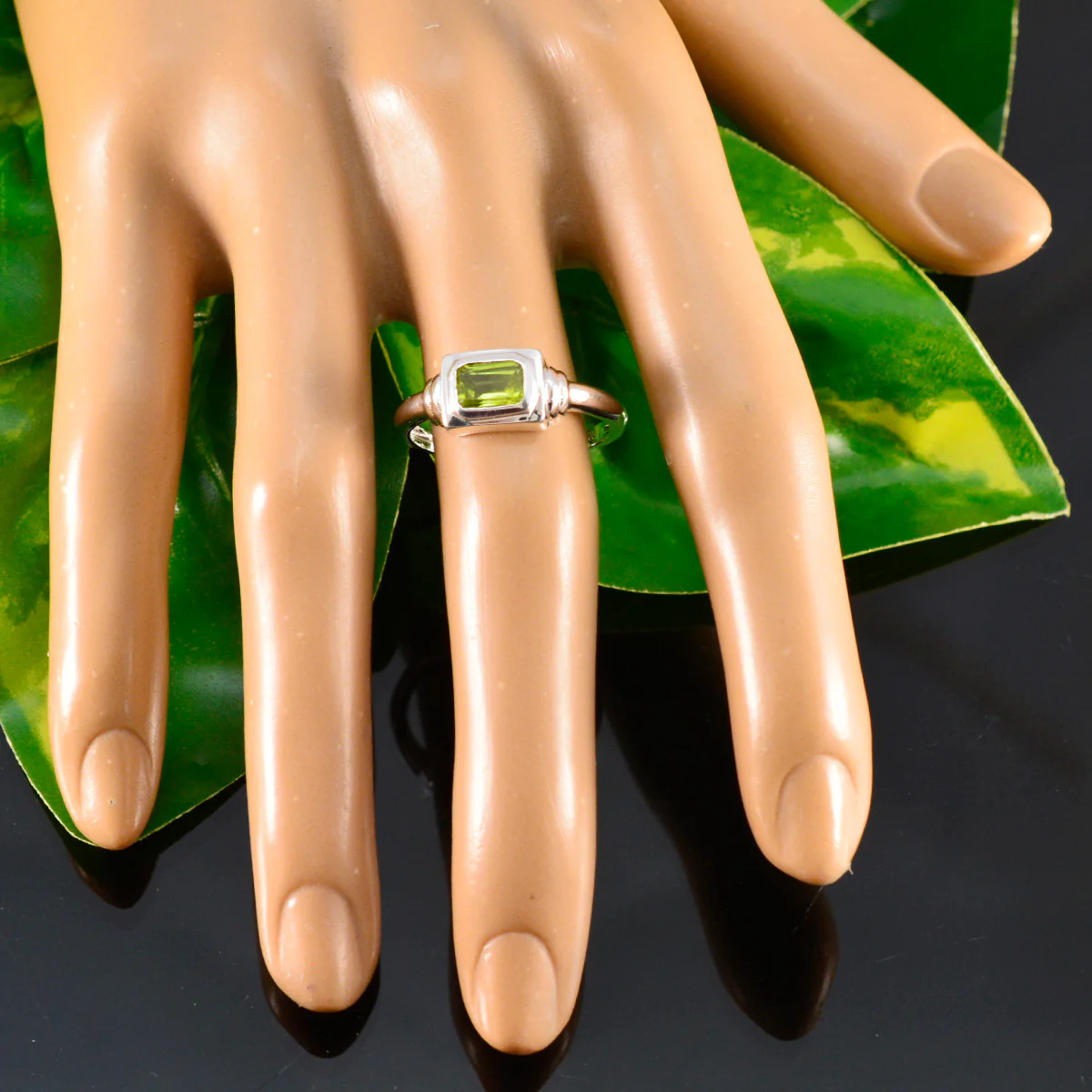 Peridot Solitaire Korean 92.5 Silver Green Gems Whisper-thin Boho Ring Jewellery - Image 5