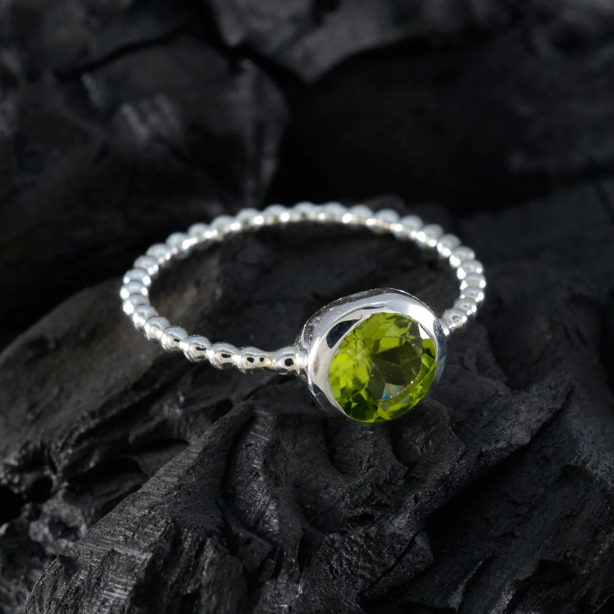 Peridot Solitaire Korean 925 Silver Green Gems Delicate Twist Ring Jewelry - Image 4
