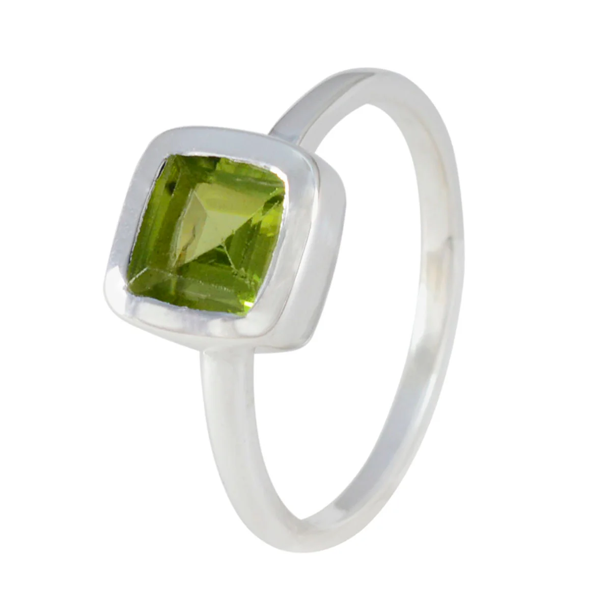 Peridot Solitaire Korean 925 Sterling Silver Green Gemstone Dainty Modern Ring Jewelry - Image 2