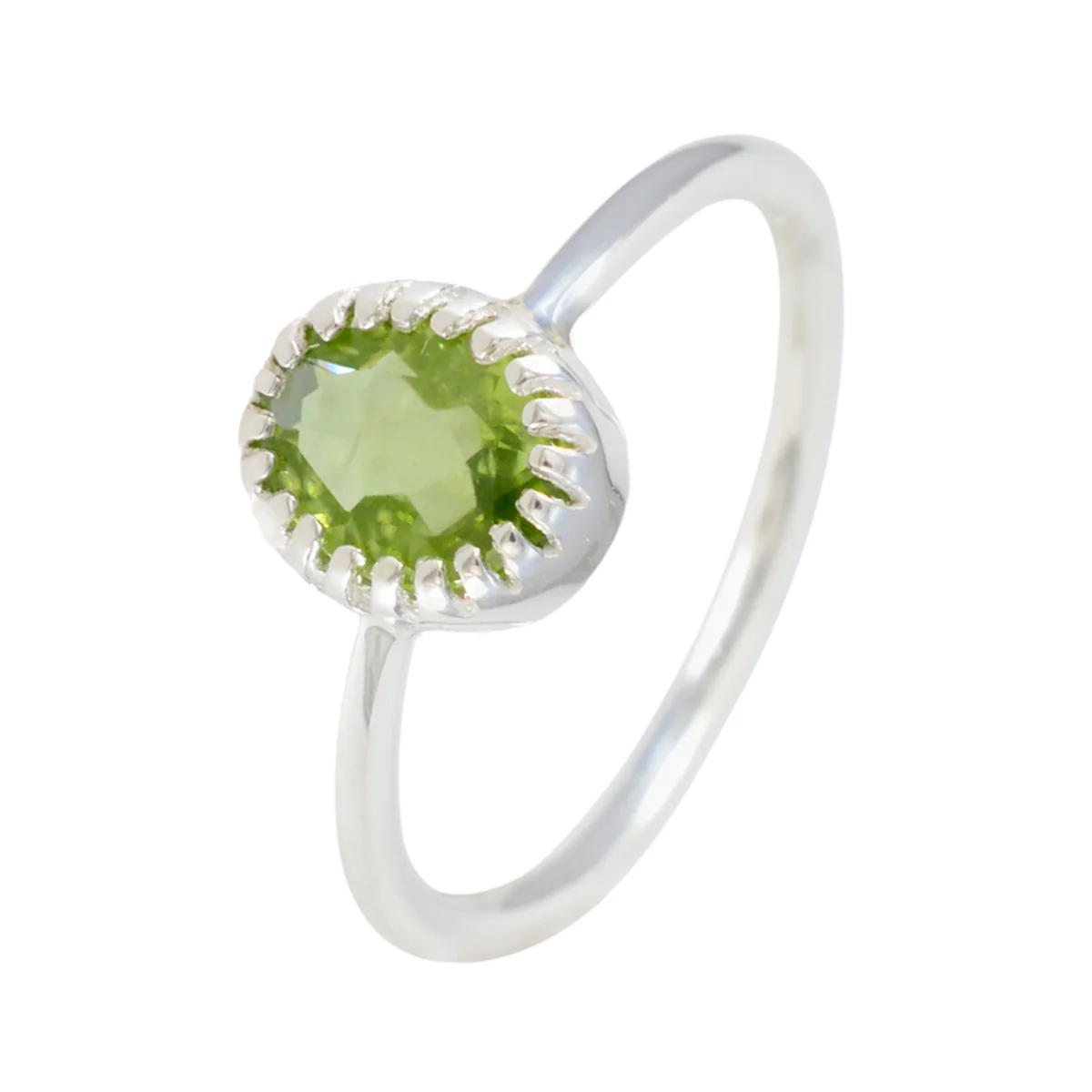 Peridot Solitaire Korean 925 Sterling Silver Green Gemstone Delicate Luxurious Ring Jewelry - Image 2