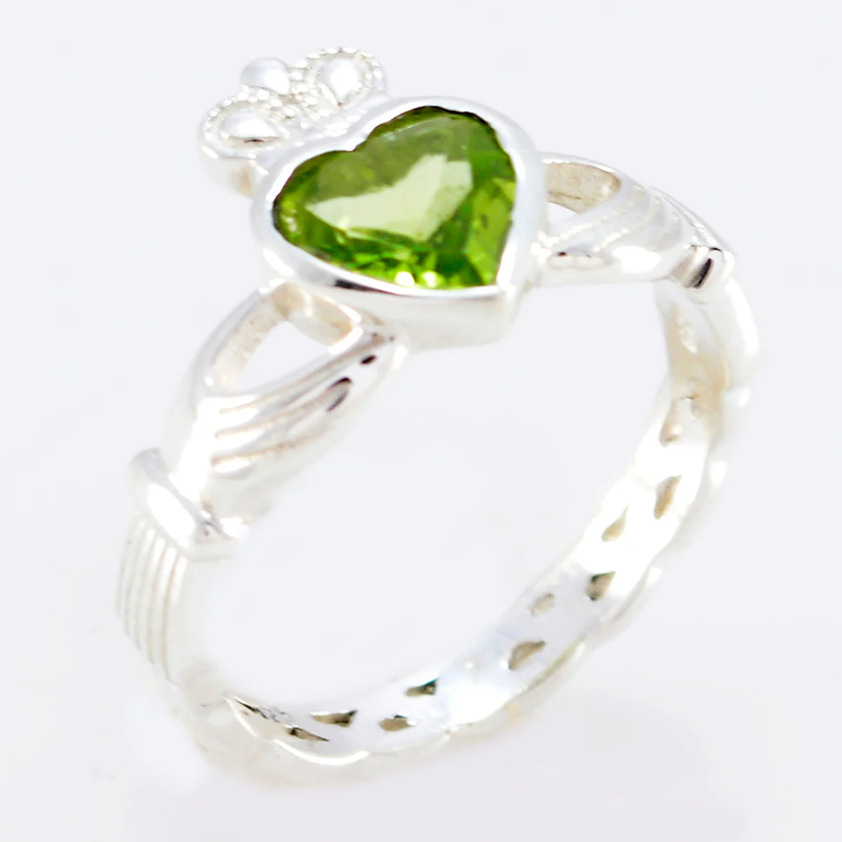 Peridot Solitaire Russian 925 Sterling Silver Green Gemstones Eye-catching wedding Ring Jewellery - Image 2