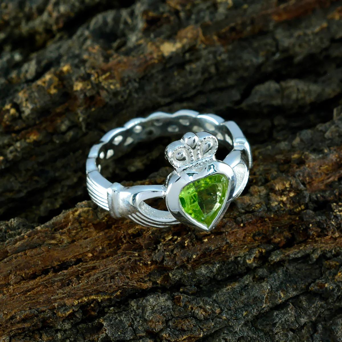 Peridot Solitaire Russian 925 Sterling Silver Green Gemstones Eye-catching wedding Ring Jewellery - Image 3