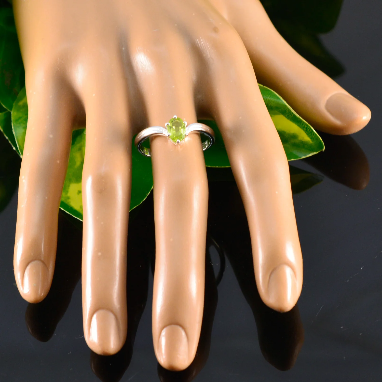 Peridot Solitaire Turkish 925 Silver Green Gemstones Dainty Abstract Ring Jewellery - Image 5