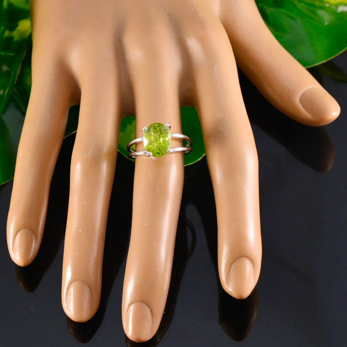 Peridot Solitaire Turkish Silver Green Gemstone Whisper-thin Contemporary Ring Jewellery - Image 5