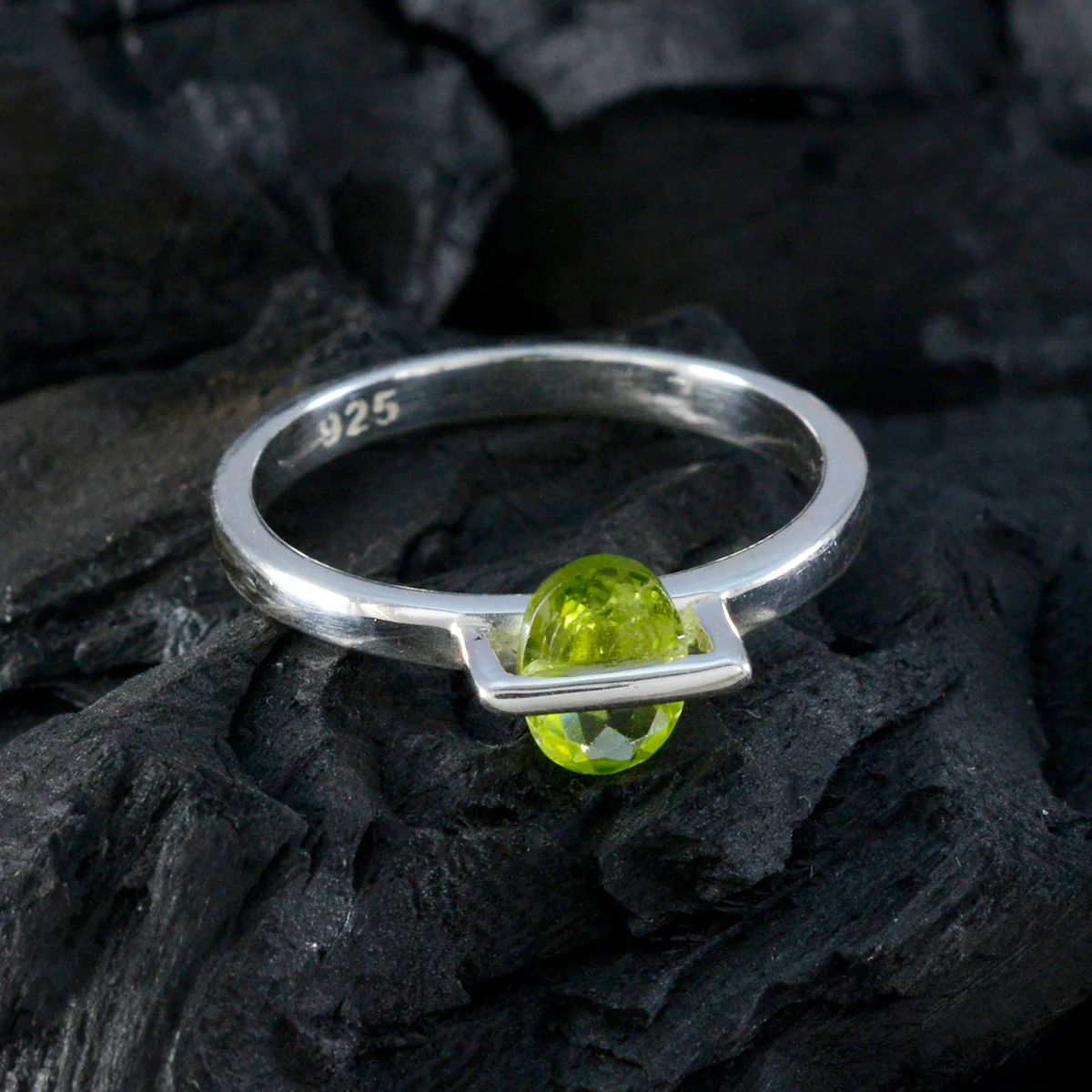 Peridot Solitaire Turkish Sterling Silver Green Gemstone Delicate Luxurious Ring Jewelry - Image 4