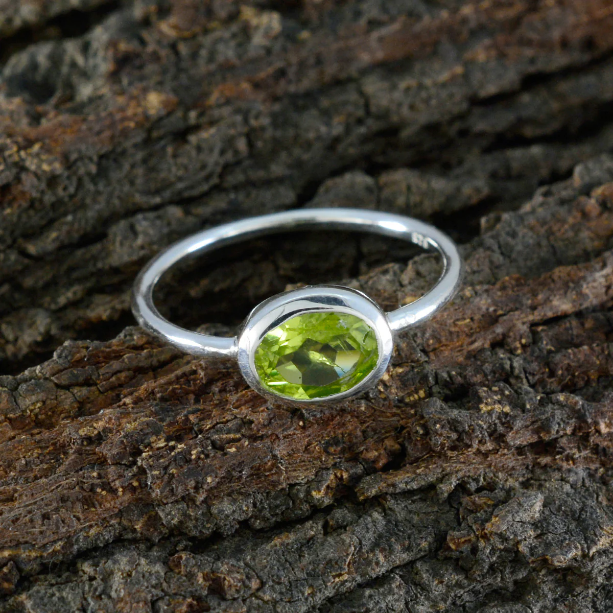 Peridot Solitaire Turkish Sterling Silver Green Gemstones Elegant Romantic Ring Jewelry - Image 3