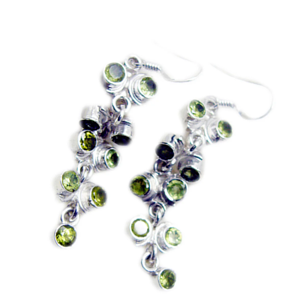 Peridot Spanish Chen multiple Dangle Green Silver Earring - Image 2