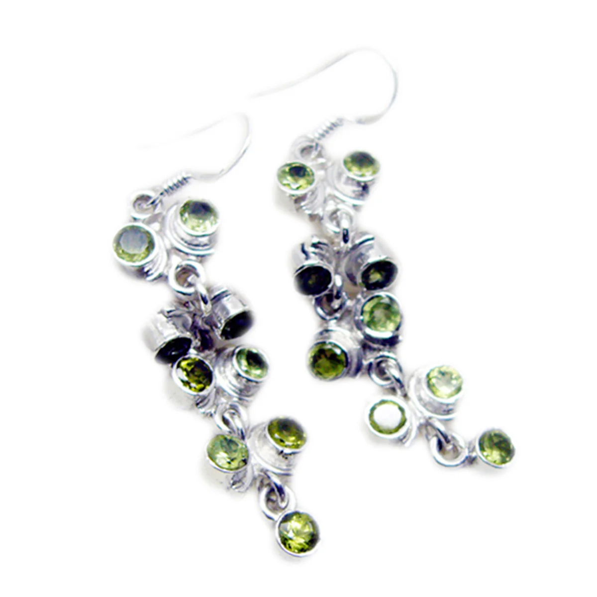 Peridot Spanish Chen multiple Dangle Green Silver Earring - Image 3