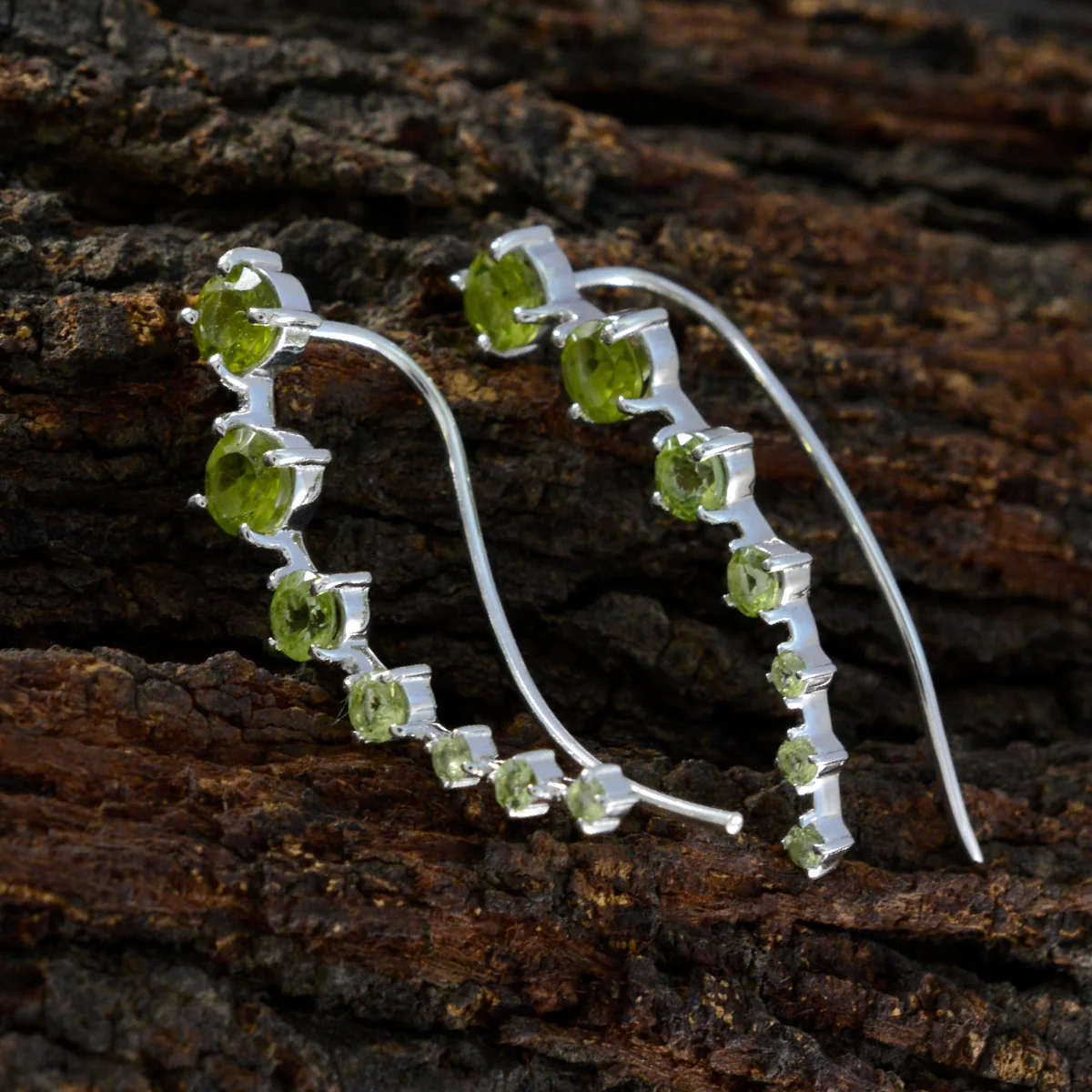 Peridot Spanish Wen multiple EarCuff Green 925 Silver Earring - Image 4